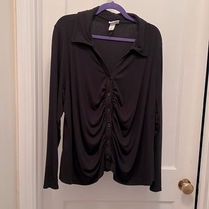 Ava & Viv rib knit button down tee. 3x.